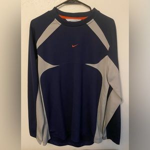 Vintage Y2K NIKE Mens Shirt Navy Medium Shirt Small Center Swoosh Embroidered